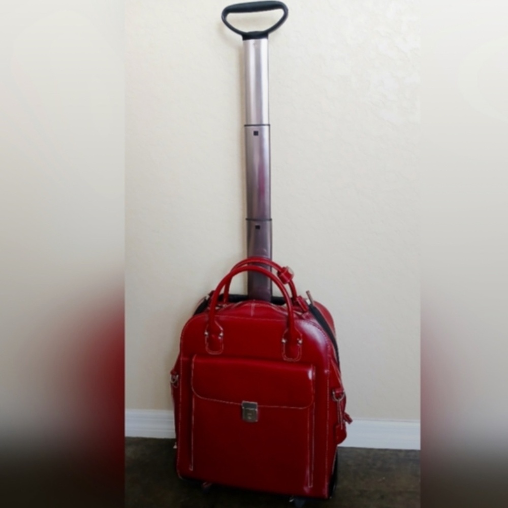 McKlen Rolling Leather Briefcase Bag Like New